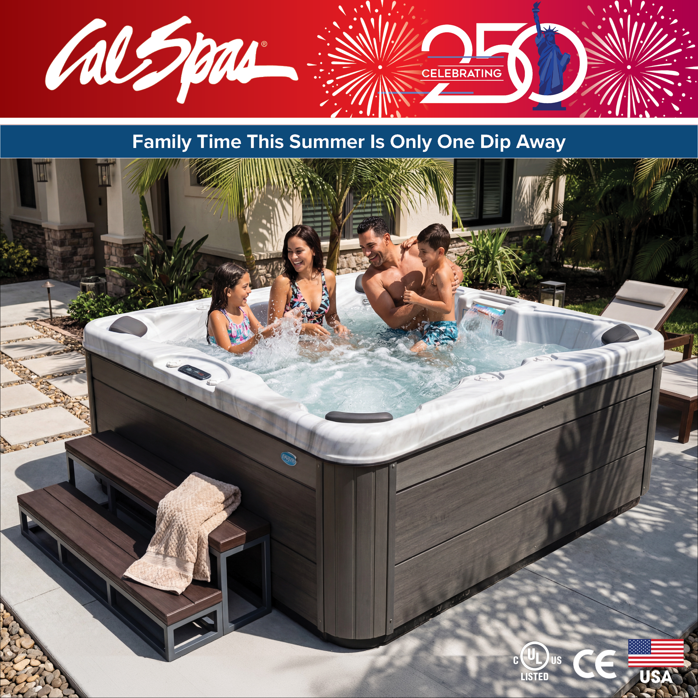 Calspas hot tub being used in a family setting - Fairfax